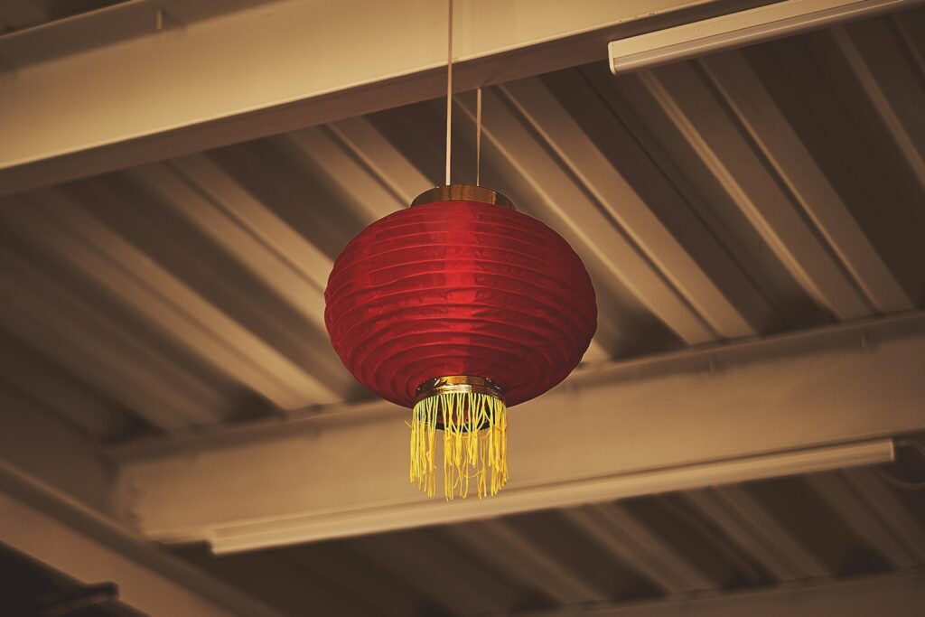 red and gold pendant lamp